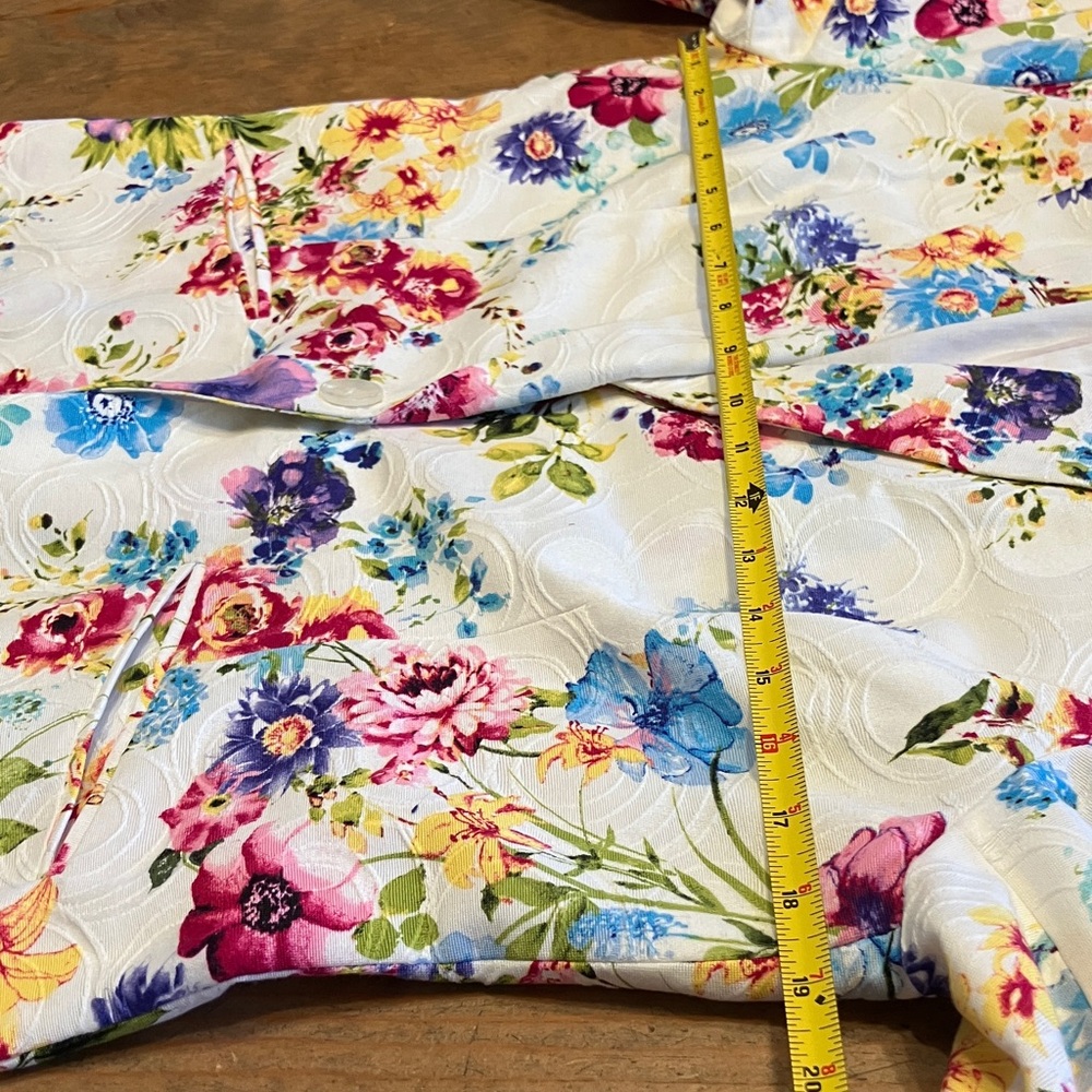 Floral Blazer in White with Multicolor Blooms - Picture 6 of 12